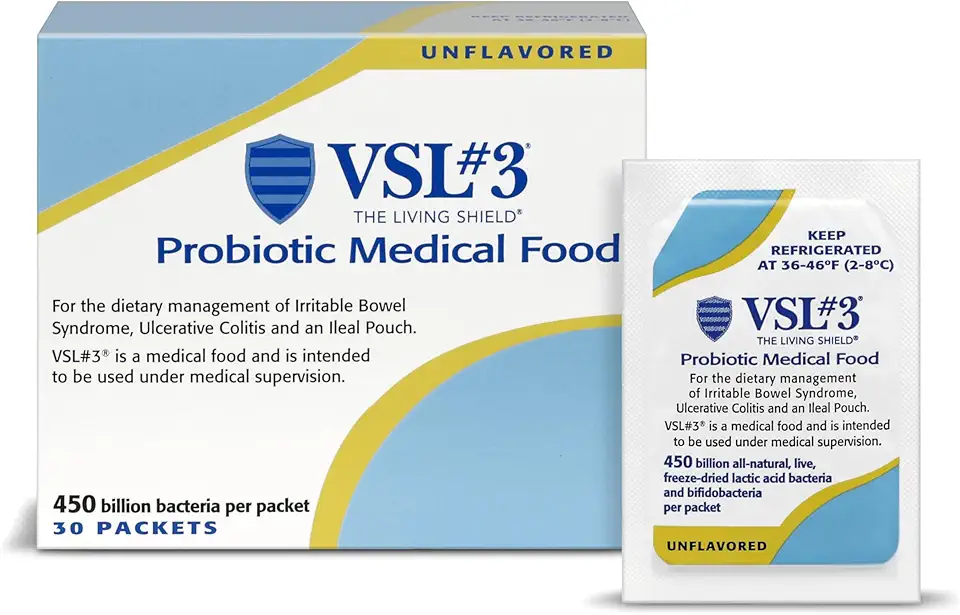 VSL #3® Probiotic Powder for Digestive Health, IBS & UC Symptoms - 450B CFUs, High-Potency, Multi-Strain, Live, Refrigerated Probiotic