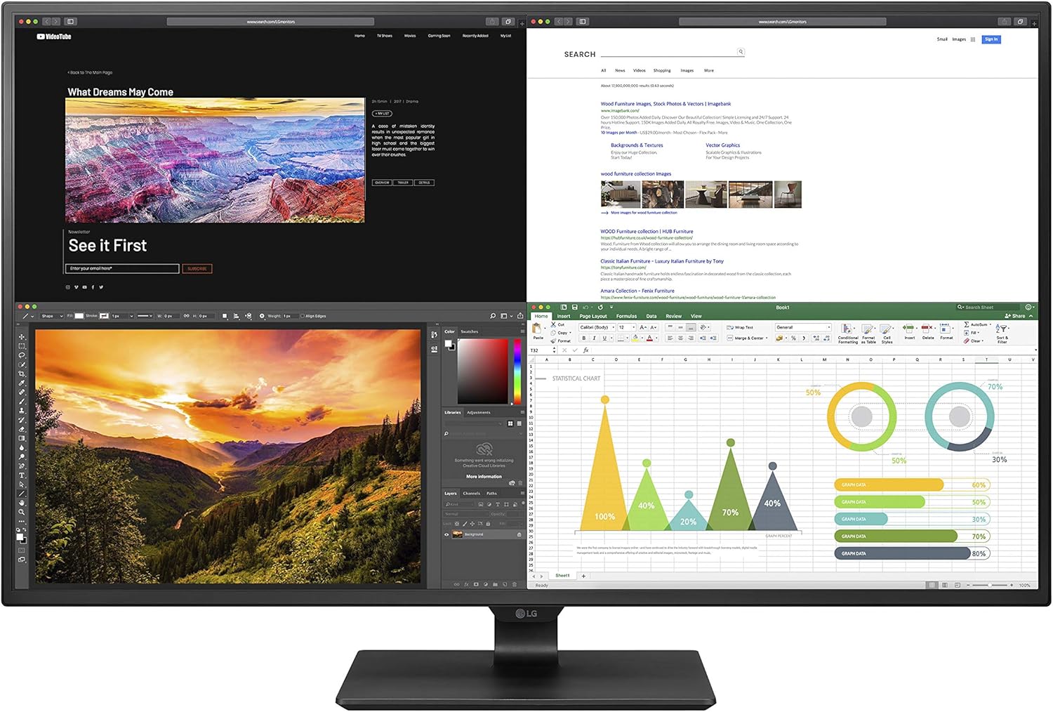 LG 43UN700-B 43 Inch Class UHD (3840 X 2160) IPS Display with USB Type-C and HDR10 with 4 HDMI inputs, Black