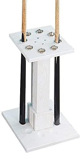 Freestanding White Wooden Pool Cue Rack Stand - Holds 8 Cues, Easy Assembly Billiard Cue Holder, Multi-Functional Storage for Home, Game Room