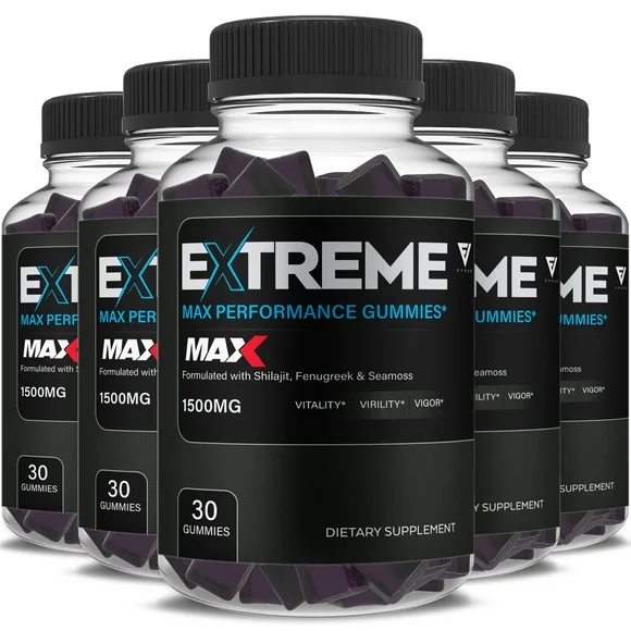 (5 Pack) Extreme Max Performance Gummies ExtremeMax Supplement (5 Month Supply) - Kansas Nuitrition - HNZSDS