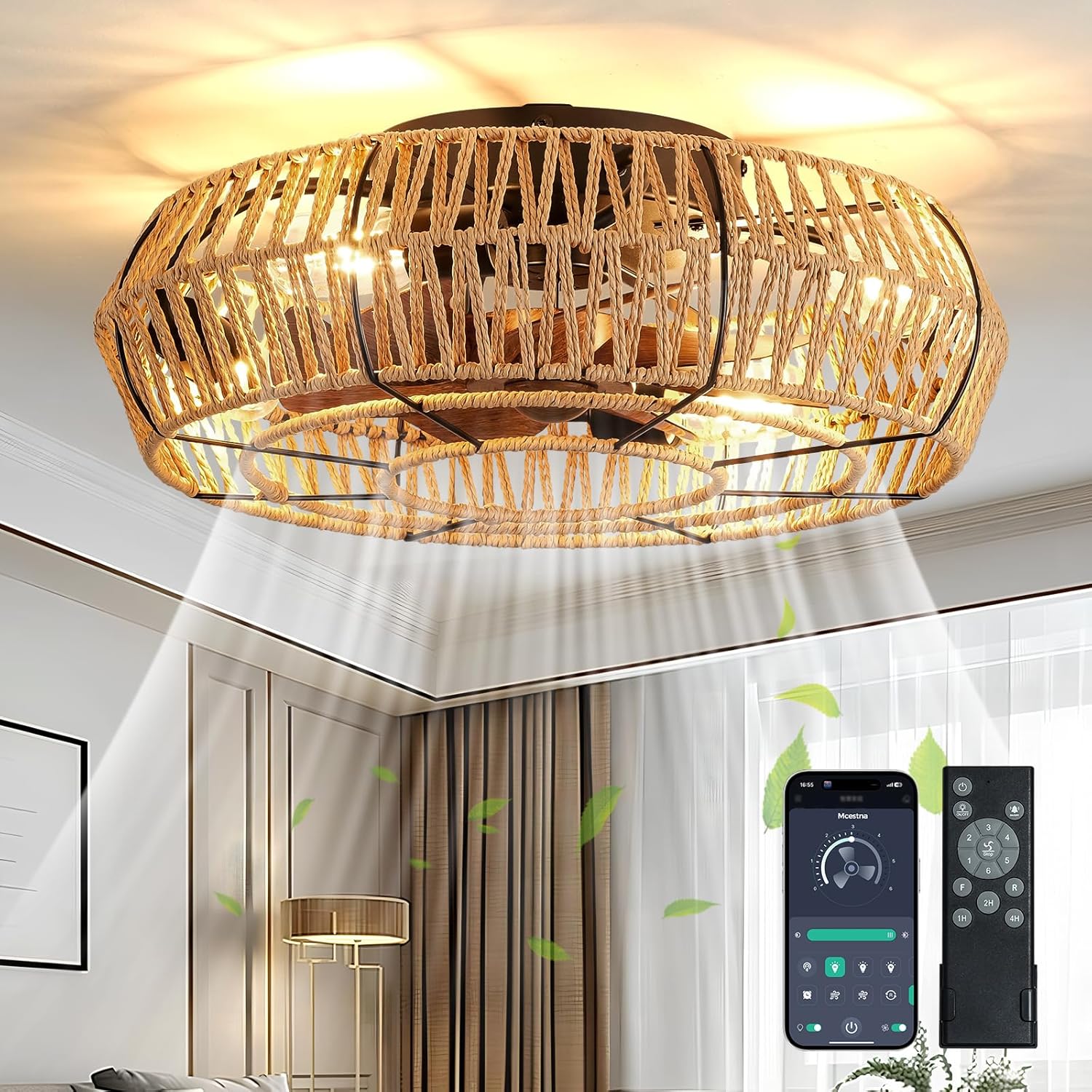 Boho Ceiling Fan with Lights