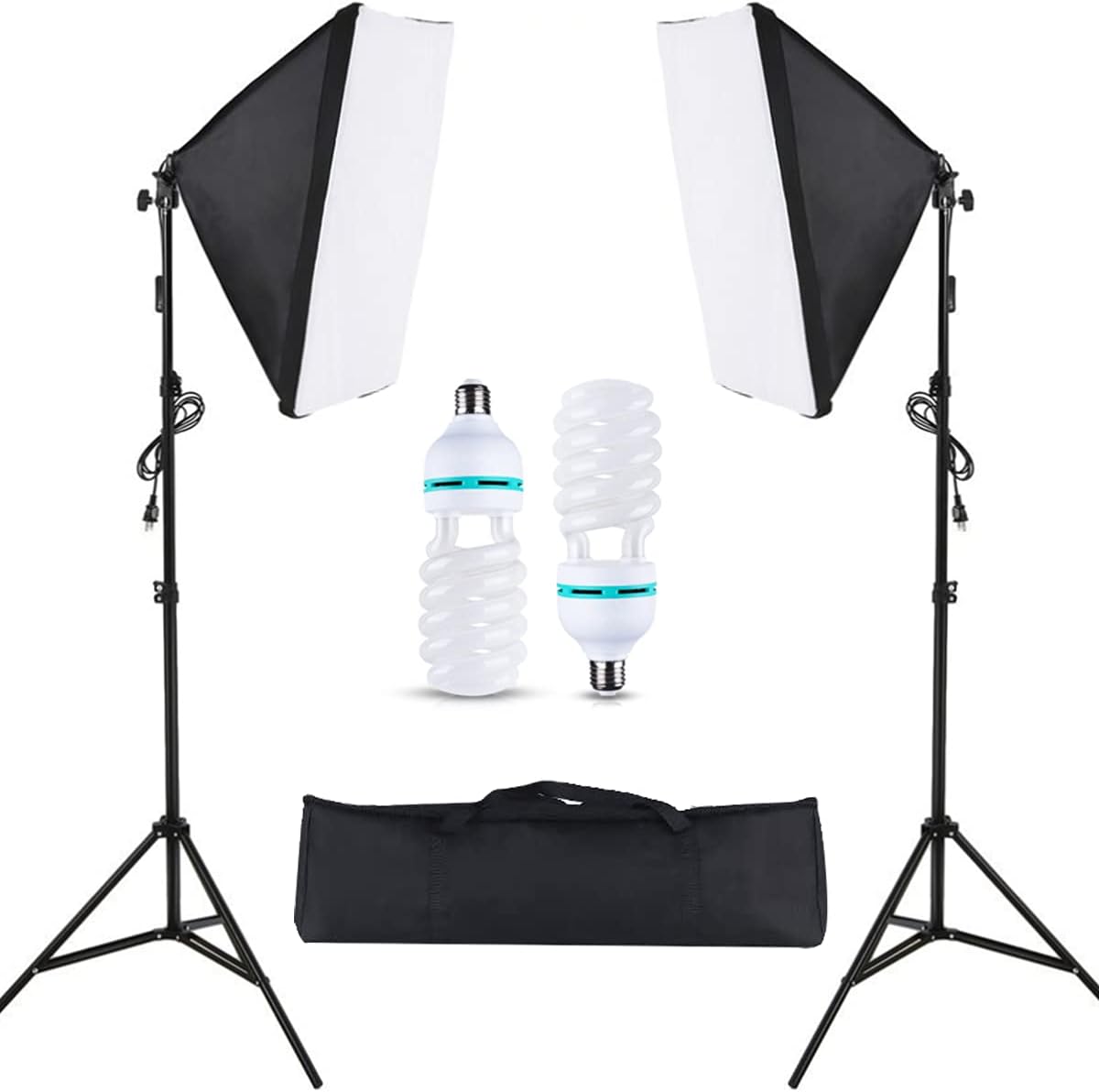 2PCS Portable Softbox Photography Lighting Kit Continuous Light System 85W Video Lighting Bulbs Photography Photo Studio Equipment for Filming Model