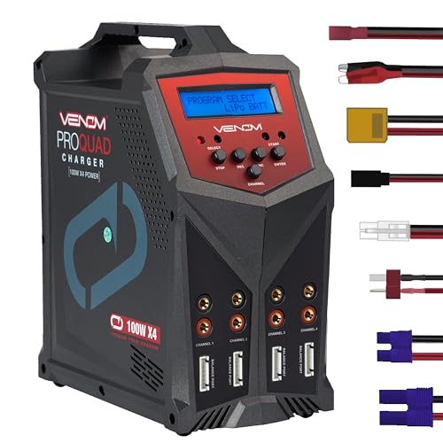 Venom Power - Pro Quad LiPo Battery Fast Charger with LCD Screen - 4 Ports at 100W Each