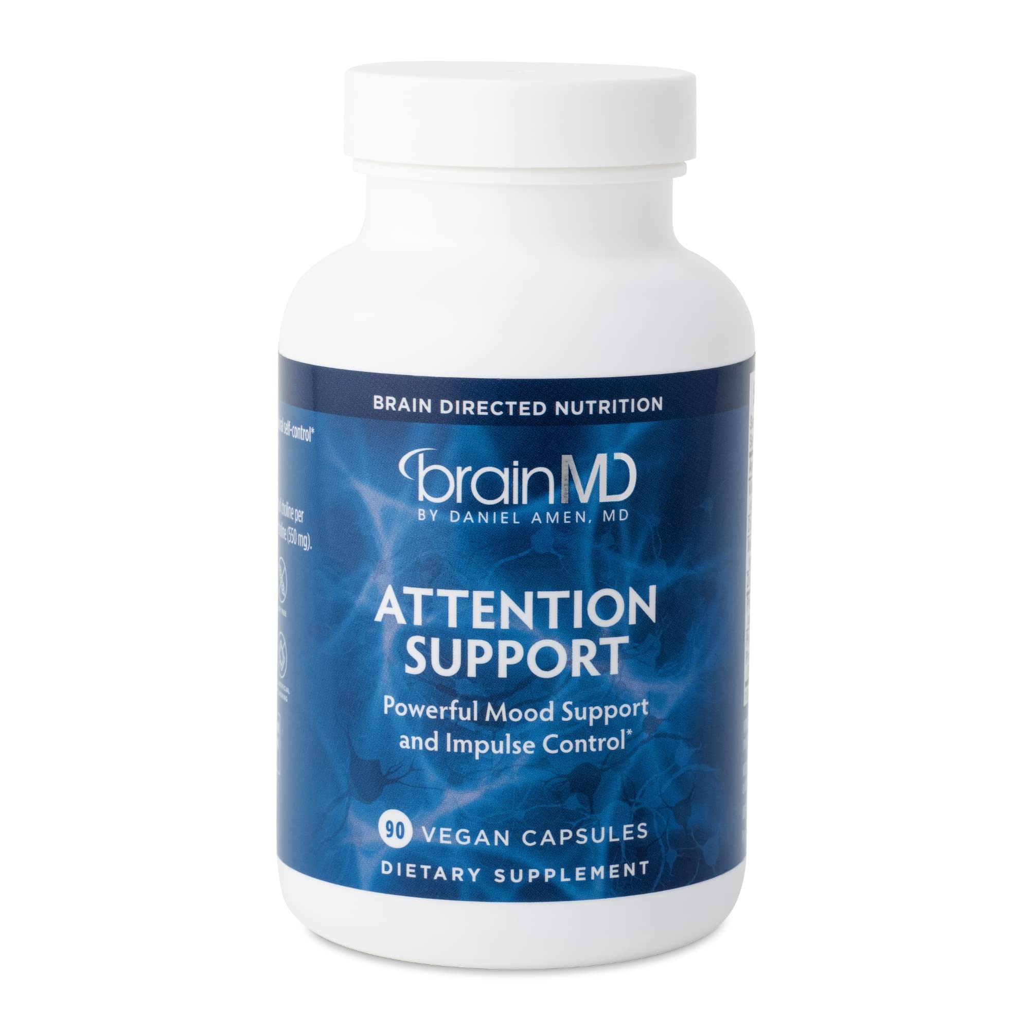 BRAINMD Dr Amen Attention Support - 90 Capsules - Promotes Mental Focus & Impulse Control - Gluten Free - 30 Servings - Kansas Nuitrition - HNZSDS