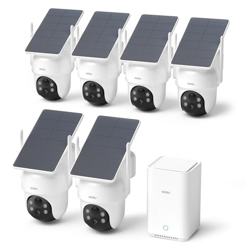 aosu Security Cameras Outdoor Wireless, 4 Cam-Kit, No Subscription, Solar-Powered, Home Security Cameras System with 360&deg; Pan & Tilt
