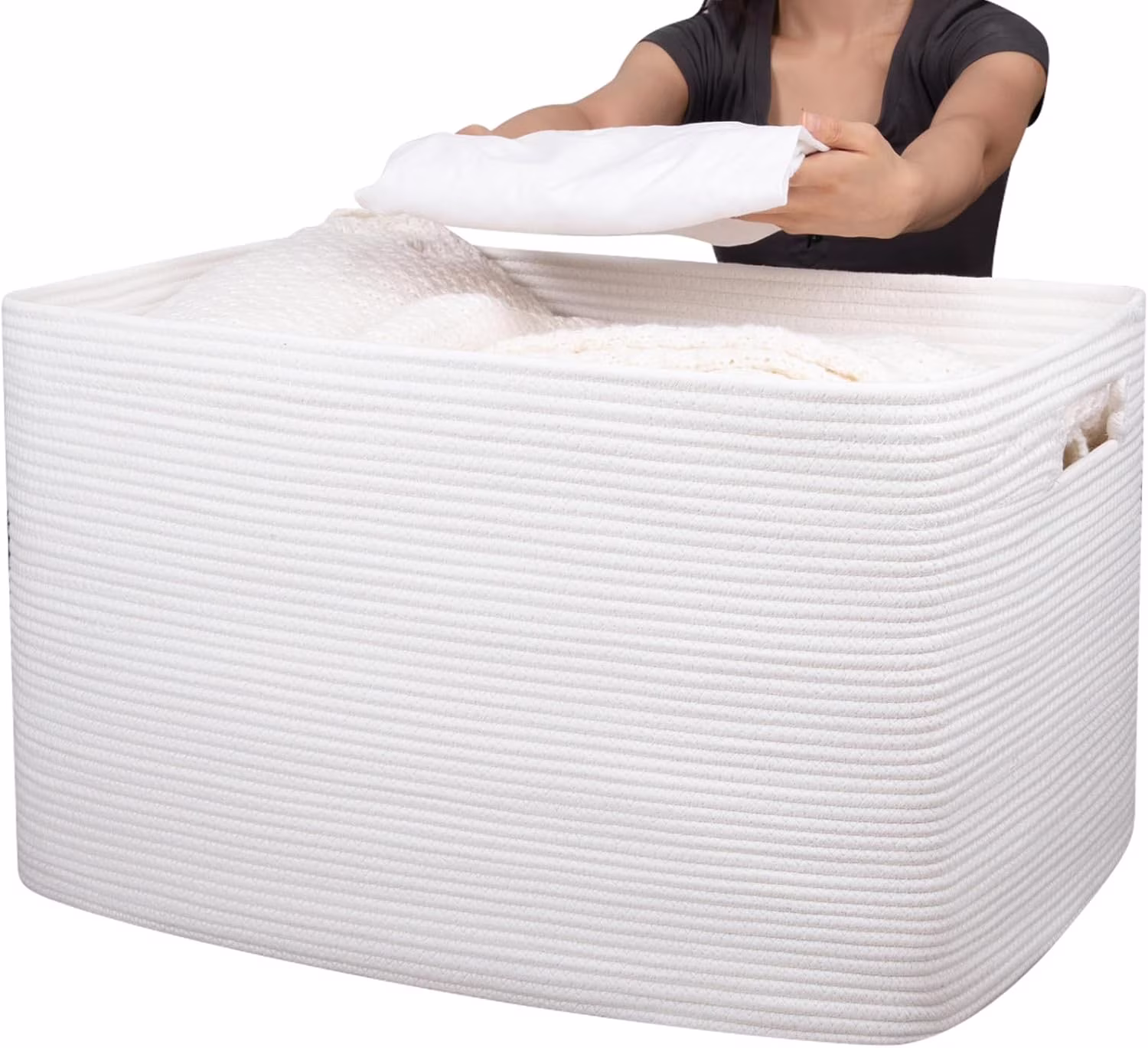 118L XXXLarge Cotton Rope Storage Basket, Oversized Blanket Basket, Used for Organizing Dirty Clothes in Living Room, Bedroom, Nursery