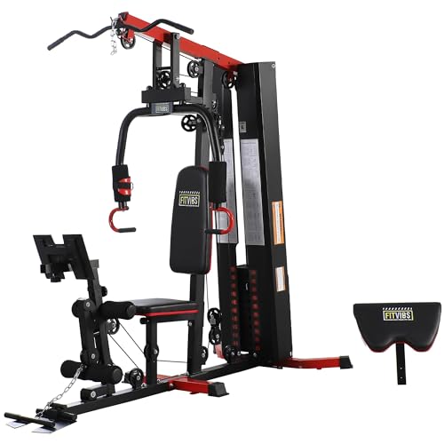 Home Gym, Multifunctional Workout Equipment with Leg Press, Exercise Equipment for Home with Pulley System
