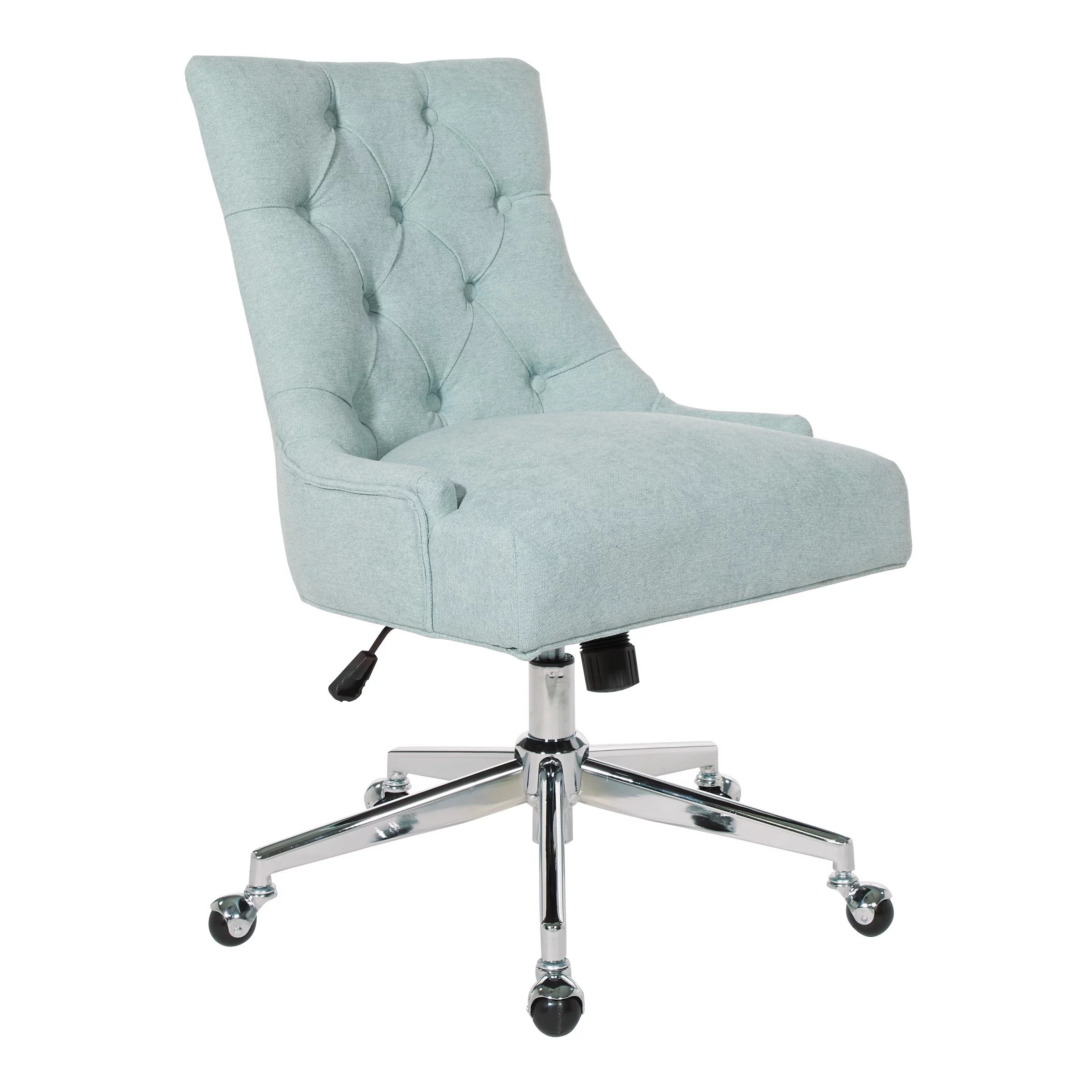 Amelia Office Chair in Mint Blue Fabric with Chrome Base