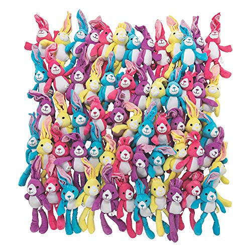 Fun Express Bulk Long Ear Plush Bunnies - Set of 72 - Easter Stuffed Animal Toys