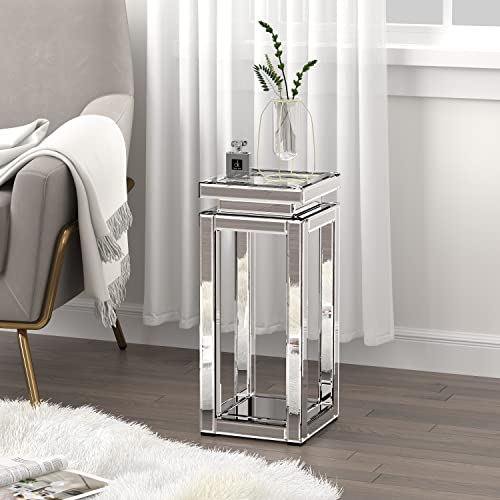 ENENE Mirrored End Table Crushed Diamond Coffee Table for Living Room Small Spaces Side Table for Bedroom Office Hallway Entryway