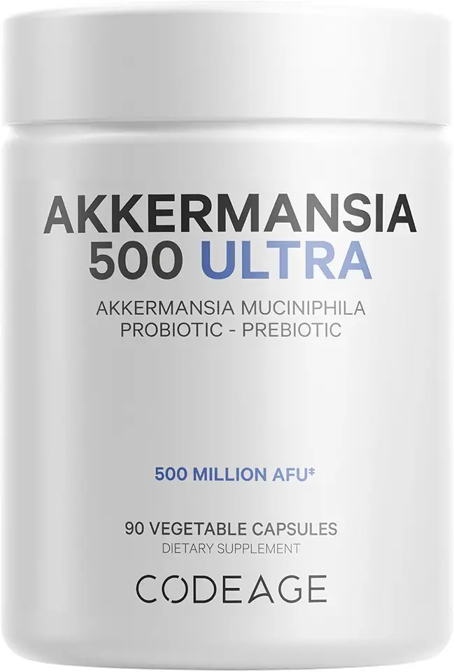 Codeage Akkermansia Muciniphila Probiotic Ultra - High-Potency 500M AFUs Akkermansia Probiotic Supplement - Enhanced Daily Probiotic & Prebiotic