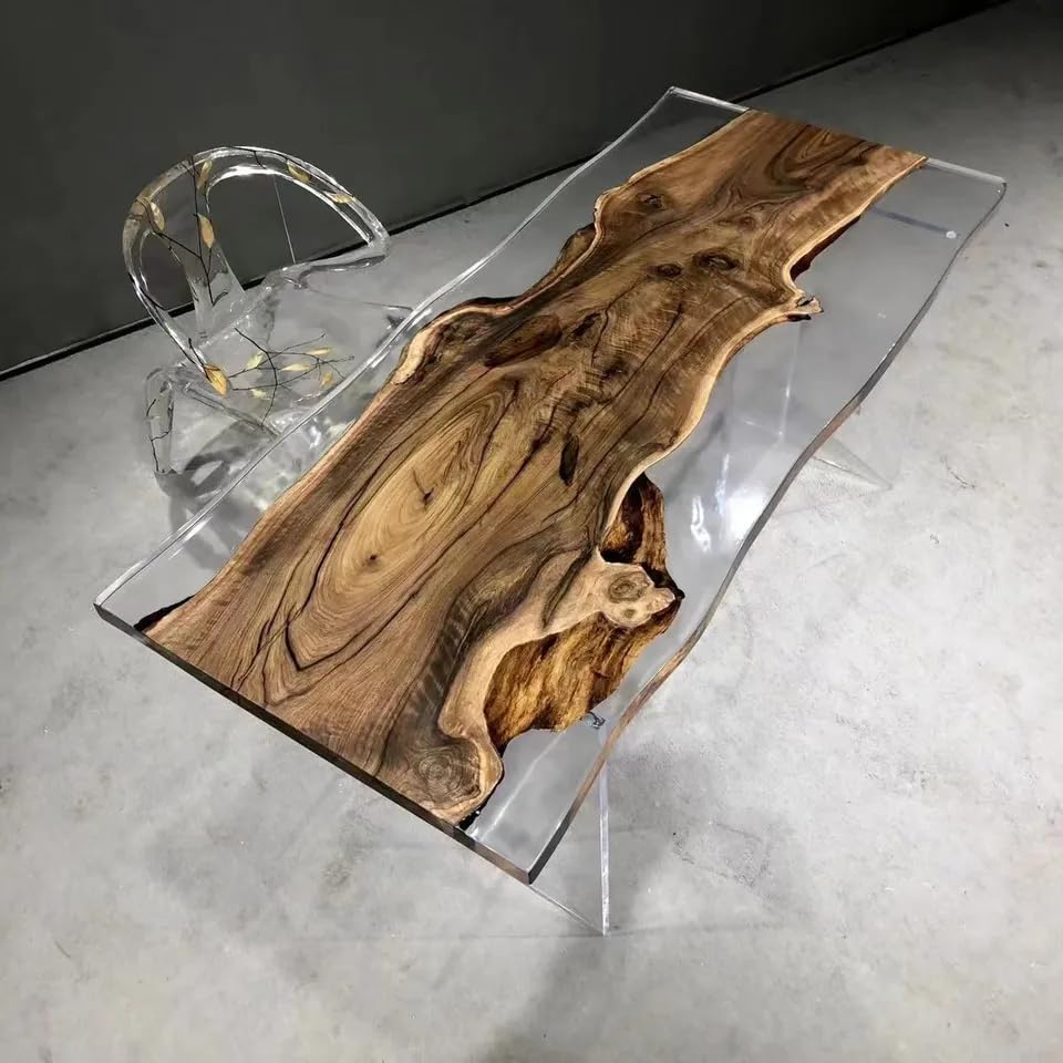 Custom Made Live Edge with Clear Resin Table Epoxy Dining Table Coffee Table End Table Bar Counter Top Living Room Table Wall Art Wooden Table (16.5"