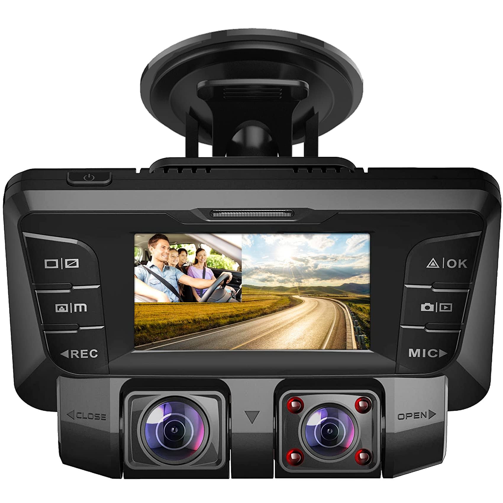 pruveeo C2 Dash Cam with Infrared Night Vision, Dual 1080p Front and