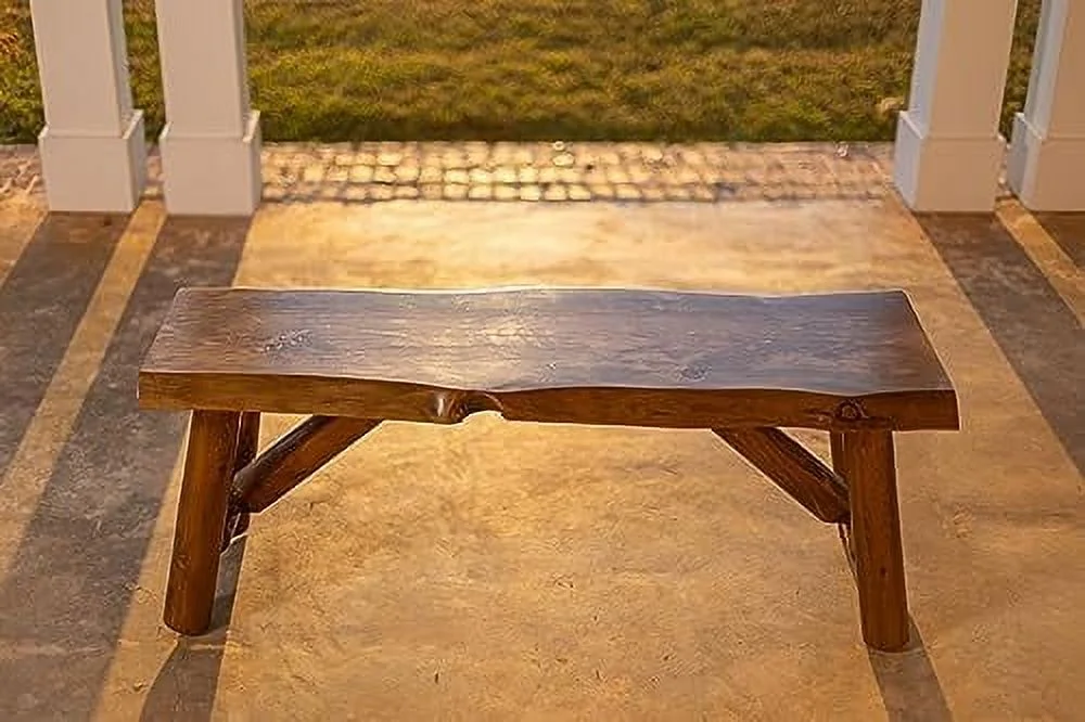 HOOMHIBIU SRL Rustic Logwerks Indoor Bench \u2014 Pine &amp