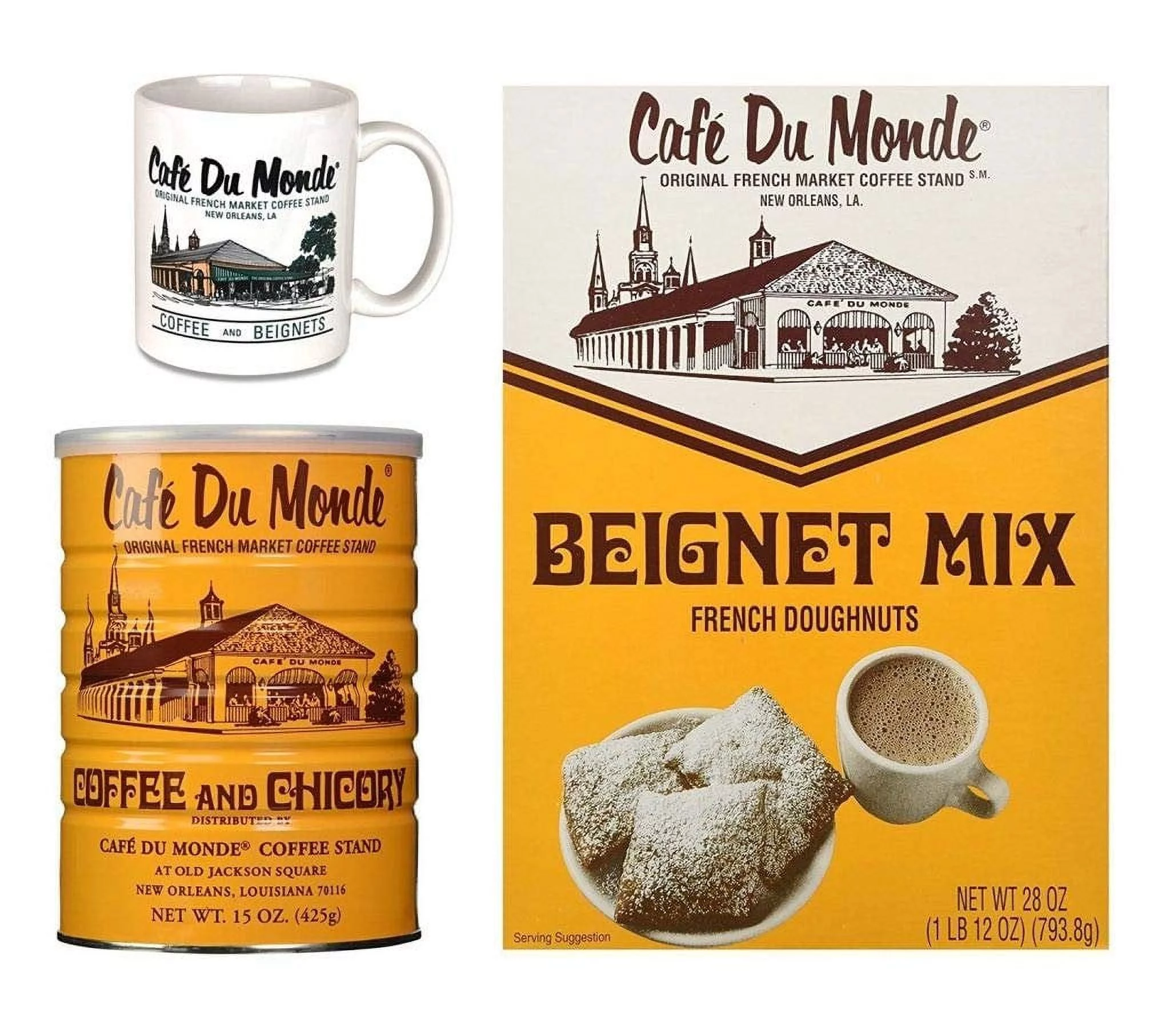 Cafe Du Monde Gift Set - Coffee, Beignet Mix, Mug - Boxed Set - Curated Treasures Market