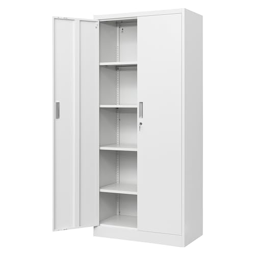 Metal Storage Cabinet with 2 Doors and 5 Adjustable Shelves
