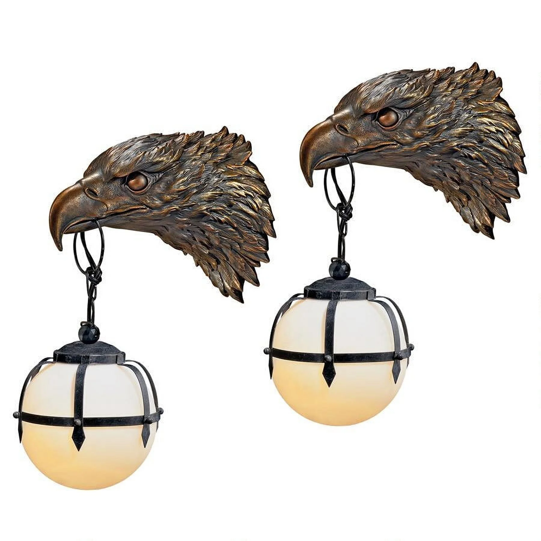 Design Toscano Enlightening Freedom Bald Eagle Sculptural Electric Wall Sconce: Set of 2