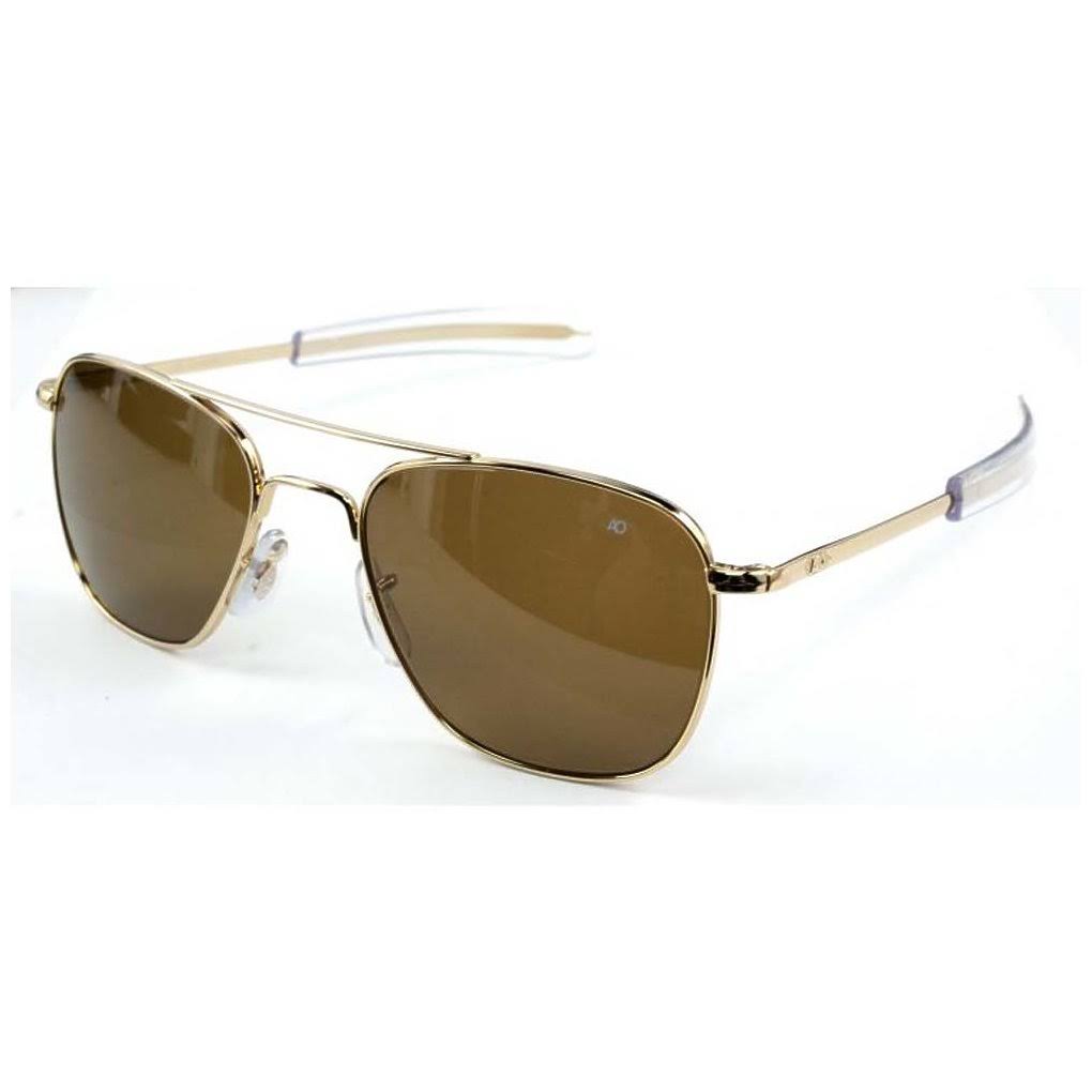 AO Original Pilot Sunglasses Bayonet Gold Frame HC Amber Poly Lens 52mm 30003