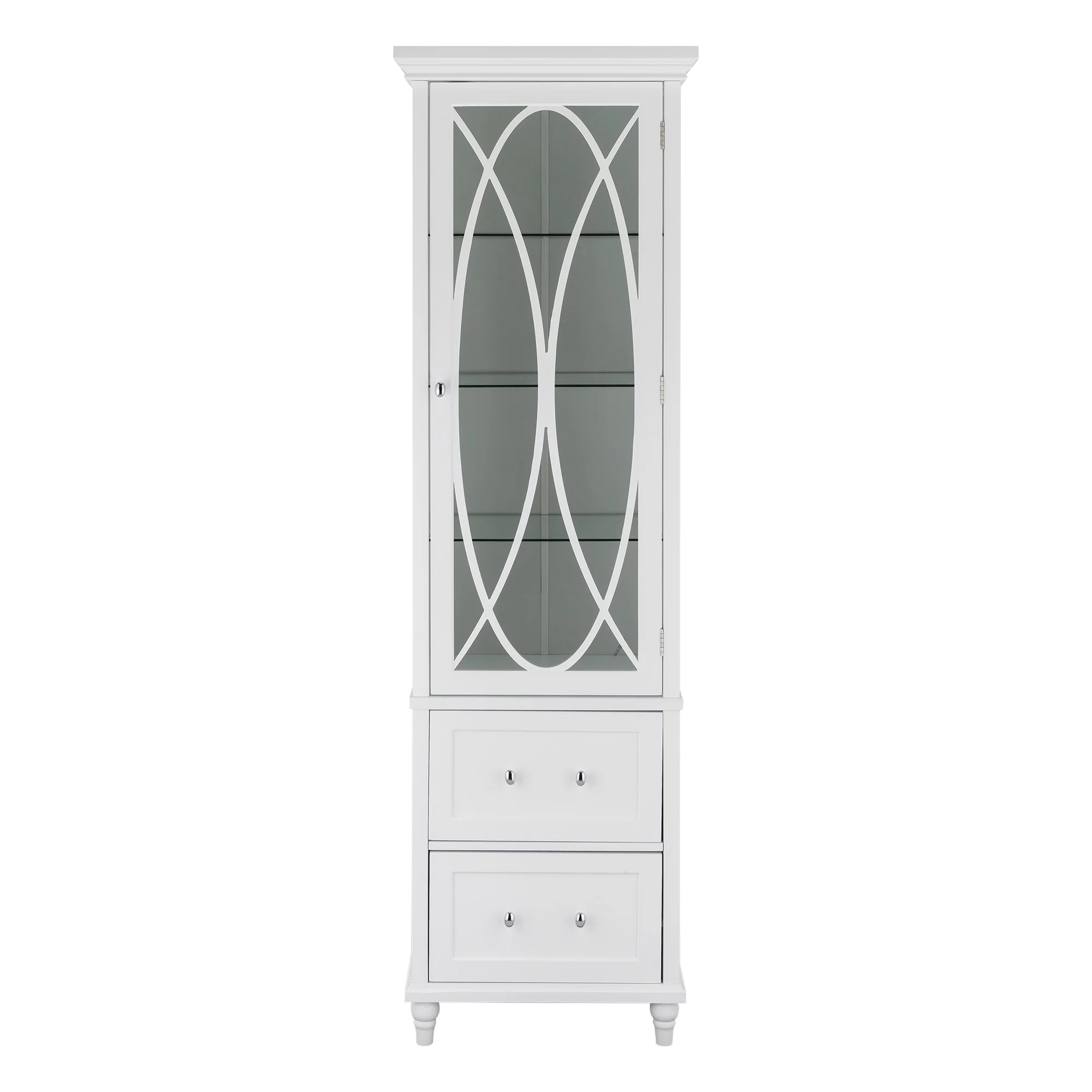 Teamson Home Wooden Bathroom Floor Cabinet Linen 2 Drawer White ELG-636S