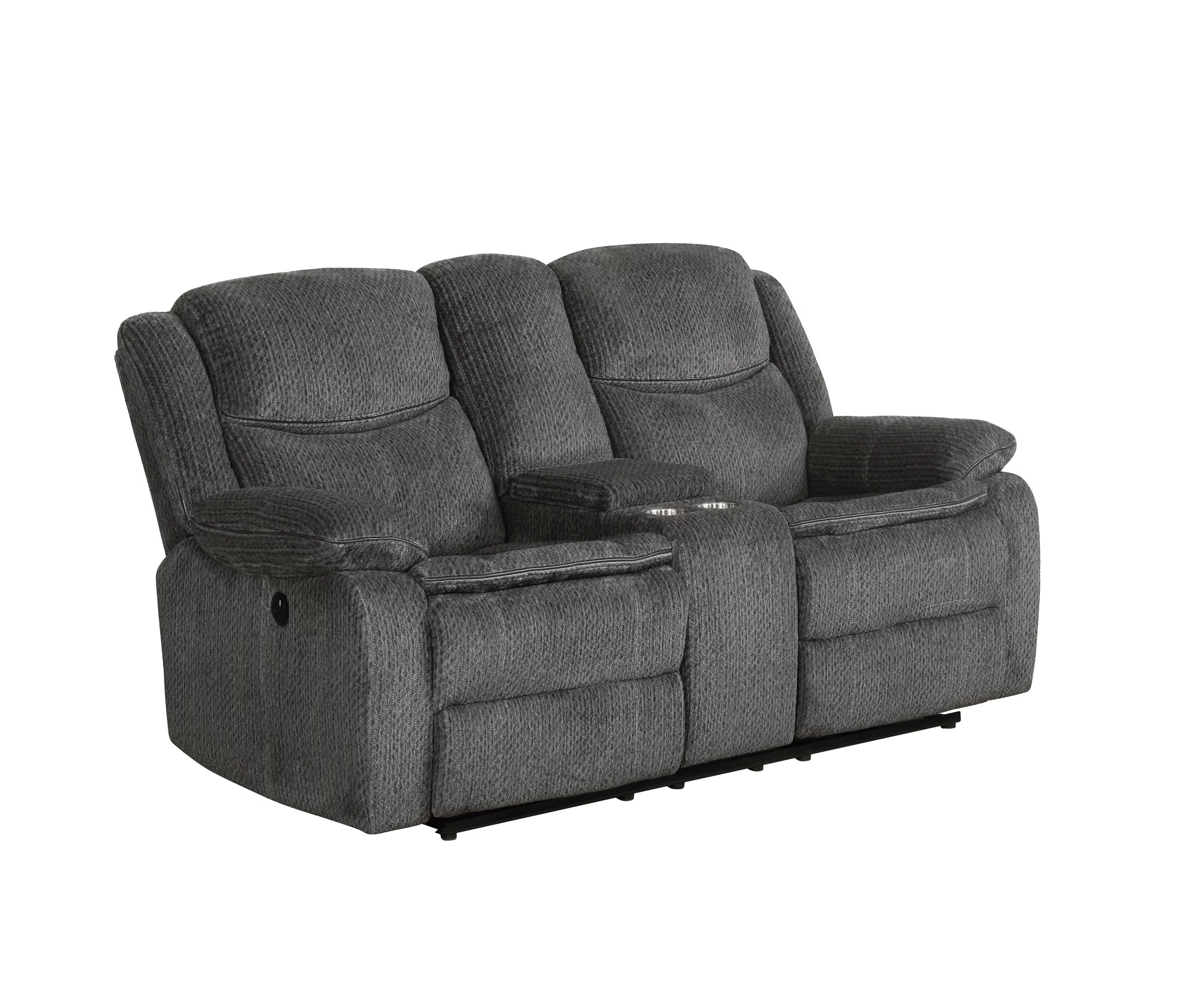 Jennings Upholstered Power Loveseat with Console Charcoal