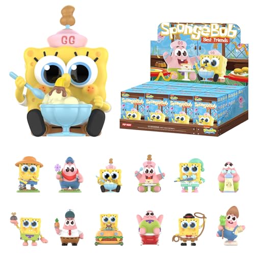 POP MART Spongebob Best Friends Series Figures, Spongebob Blind Box Figures, Random Design Action Figures Collectible Toys Home Decorations