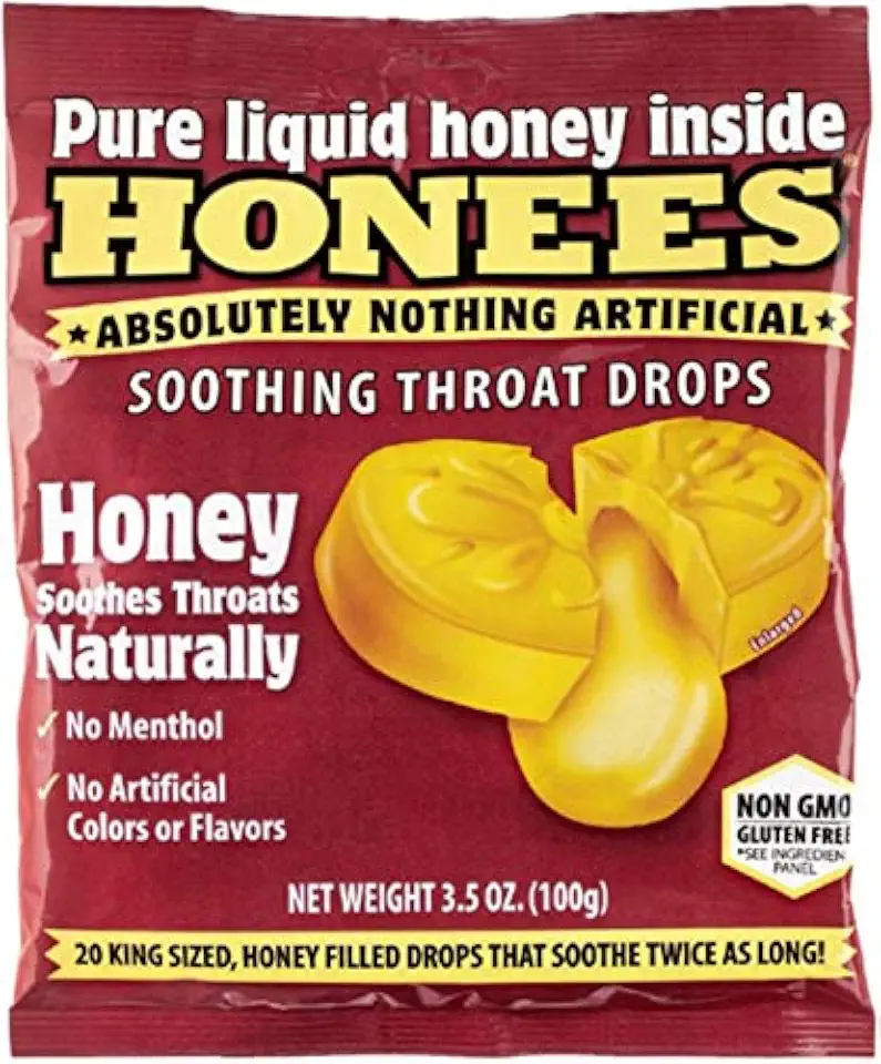 Honees Honey Filled Drops, Honey Cough Drops with Real Honey-Natural Sore Throat Relief-Nothing Artificial-Throat Coat Lozenges