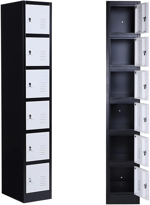 Metal Locker 6 Door Tall Employee Storage Locker Office Storage Lockers with Combination Lock, Locker Storage Cabinet for Home Gym Office School