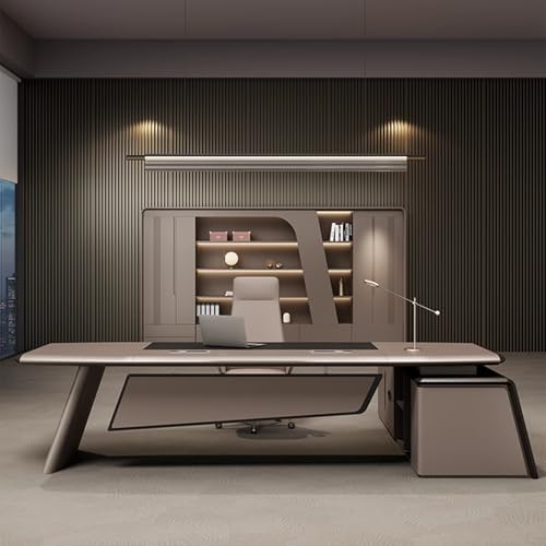 Home Office Computer Desk with Drawer, 94.4" Executive Desk with Storage Cabinet