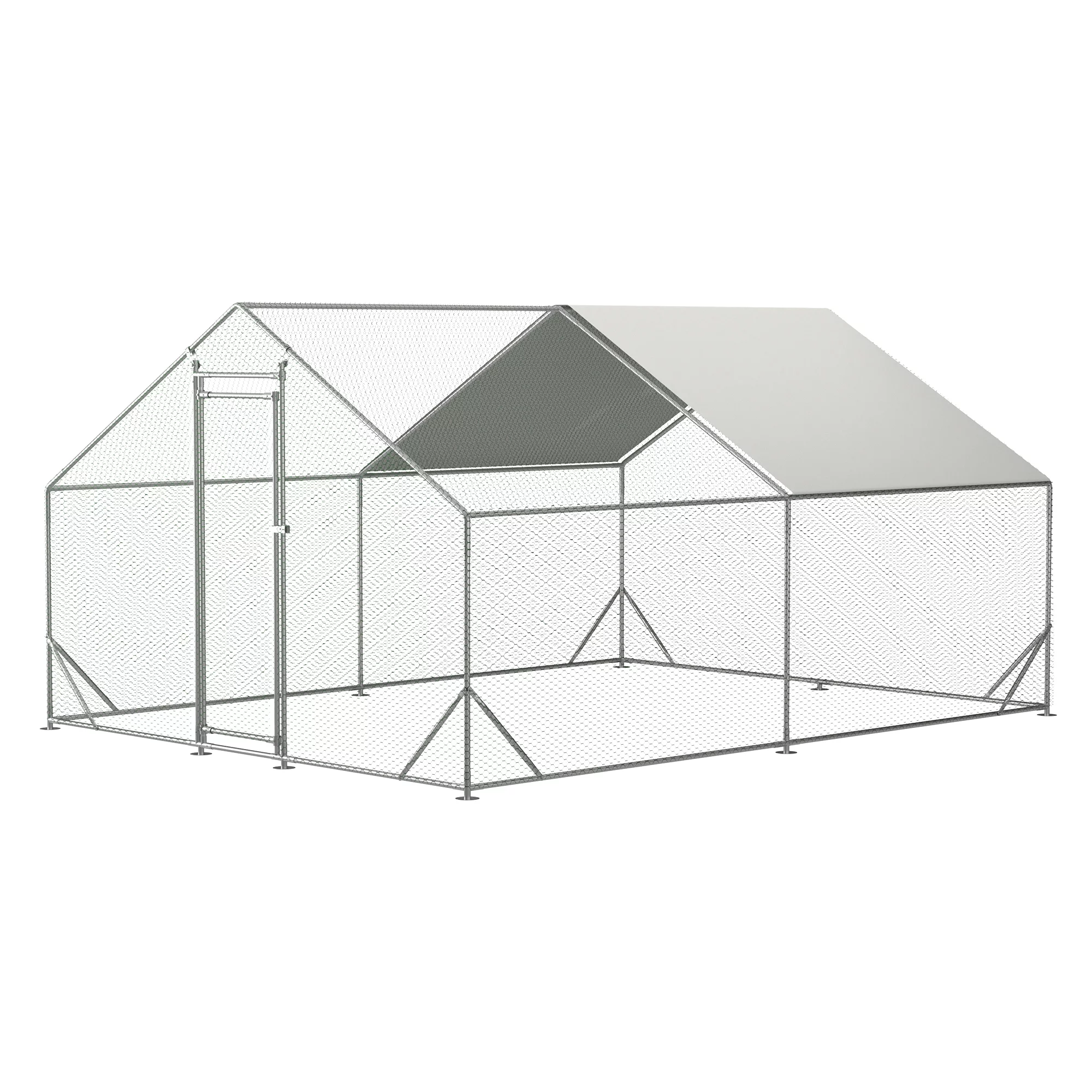 Large Metal Chicken Coop, Walk-in Chicken Run with Waterproof and Anti-Ultraviolet Cover for Backyard Farm(10' L x 13 W x 6.56' H)