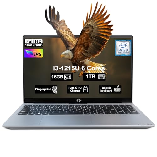 NIMO 15.6" IPS FHD-Business-Laptop, Intel 6 Core i3-1215U 8GB RAM 256GB SSD (Beat i5-1135G7