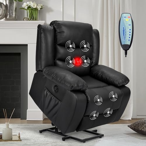 Power Lift Recliner Chair for Elderly, Electric Recliner Chairs with Massage and Heating Funtion, USB Port, Remote Control, Side Pocket