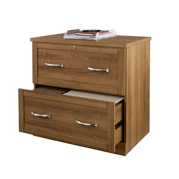 Realspace Premium 30x22W Lateral 2-Drawer File Cabinet, Golden Oak