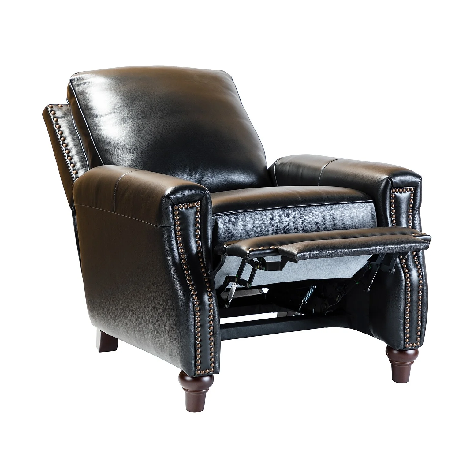 HULALA HOME Cigar Mid-century Genuine Leather Recliner with Nailhead Trim Set of 2 by  BLACK