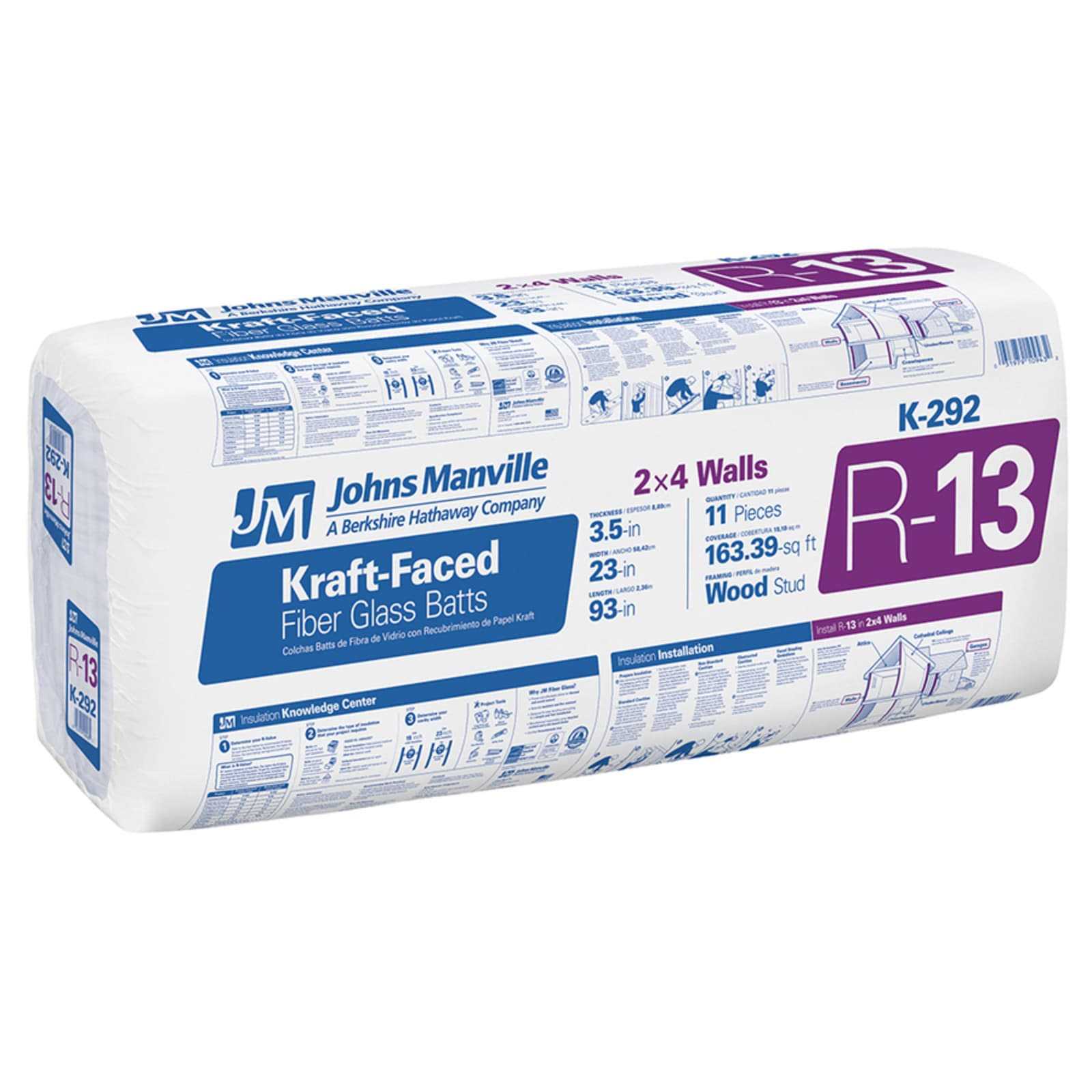 Johns Manville R13 Kraft-Faced Fiberglass Insulation Batt
