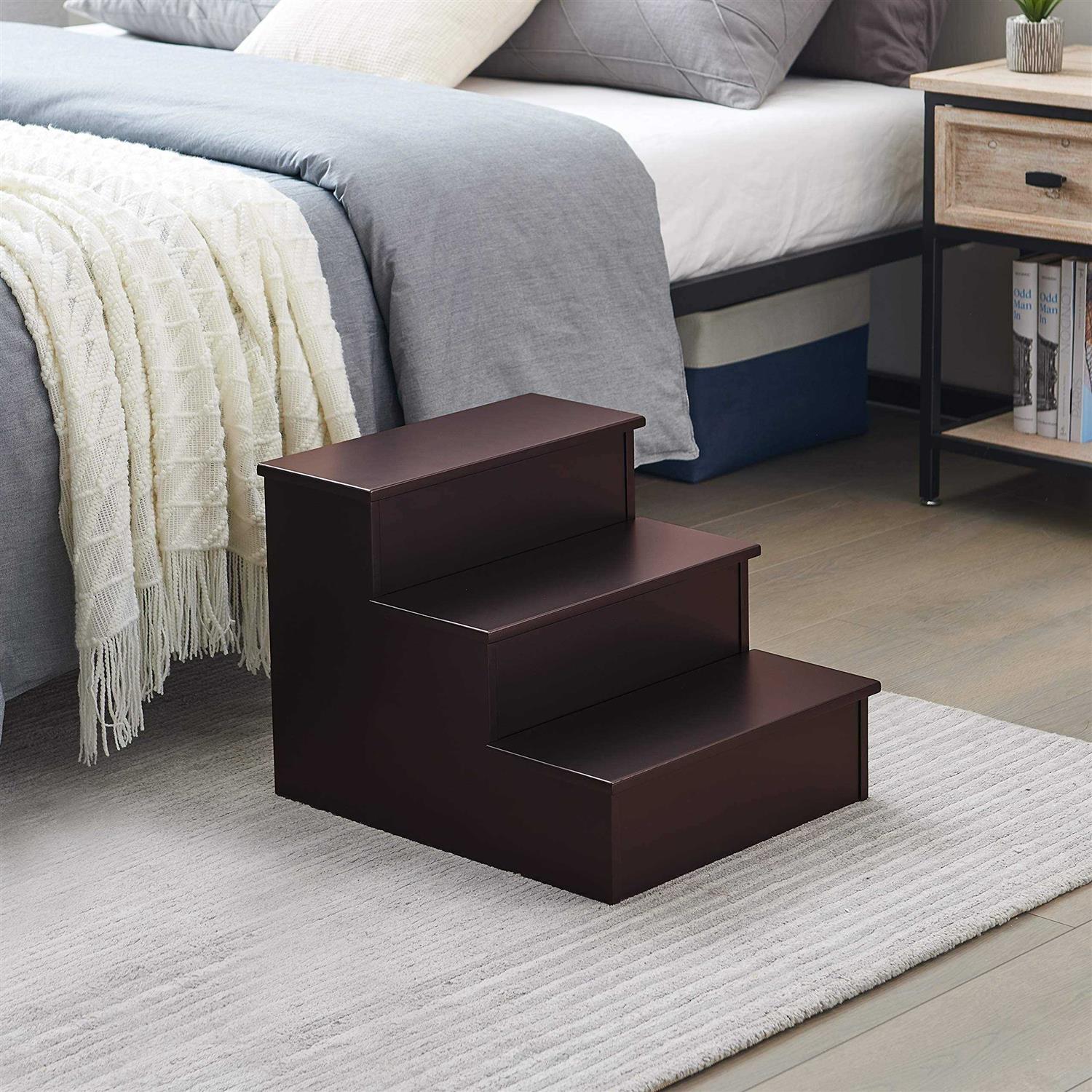Kings Brand Furniture Darien 3 Step Wood Step Stool for Adults or Kids - Pet Supplies online store