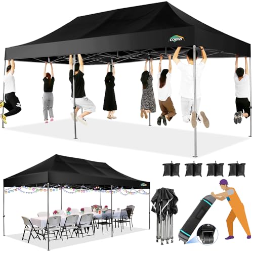 COBIZI 10x20 Heavy Duty Pop up Canopy Tent with 6 sidewalls Easy Up Commercial Outdoor Wedding Party Tents for Parties All Season Wind & Waterproof