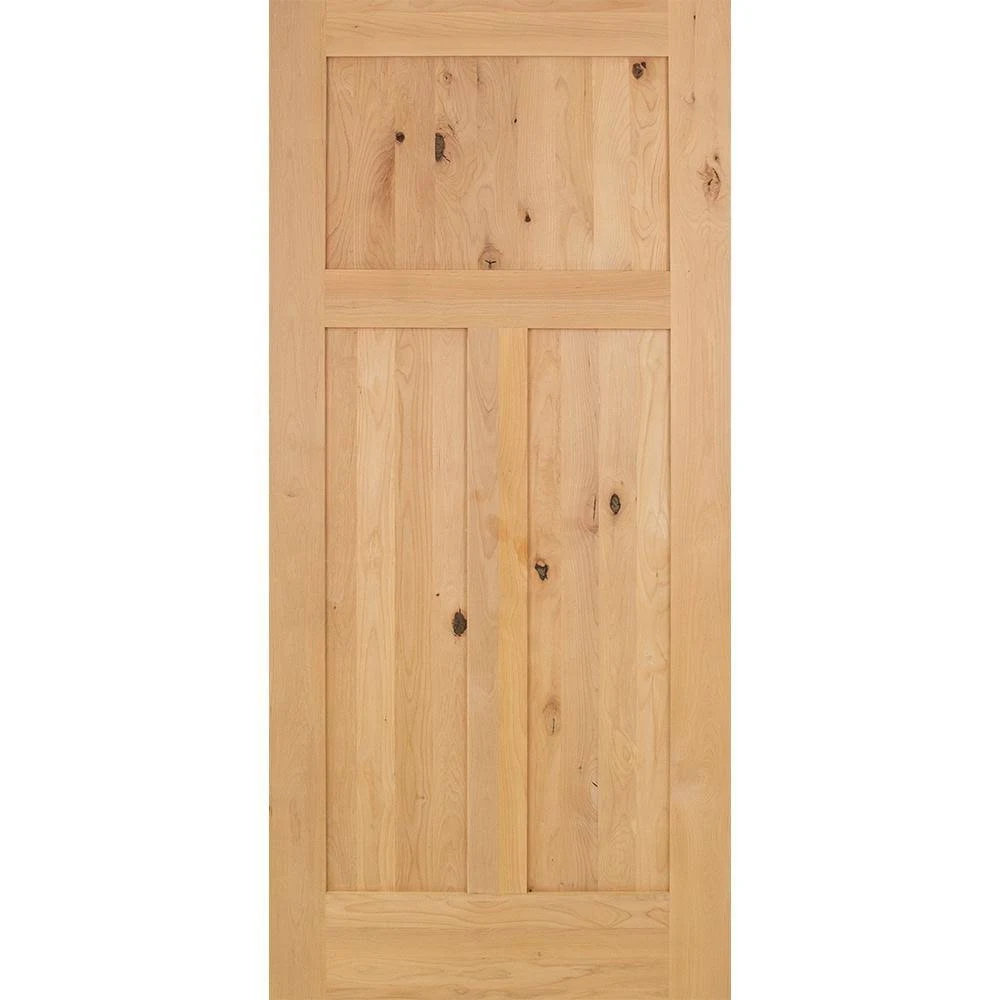 Krosswood Doors 32 in. x 80 in. Rustic Knotty Alder 3-Panel Unfinished Wood Front Door Slab