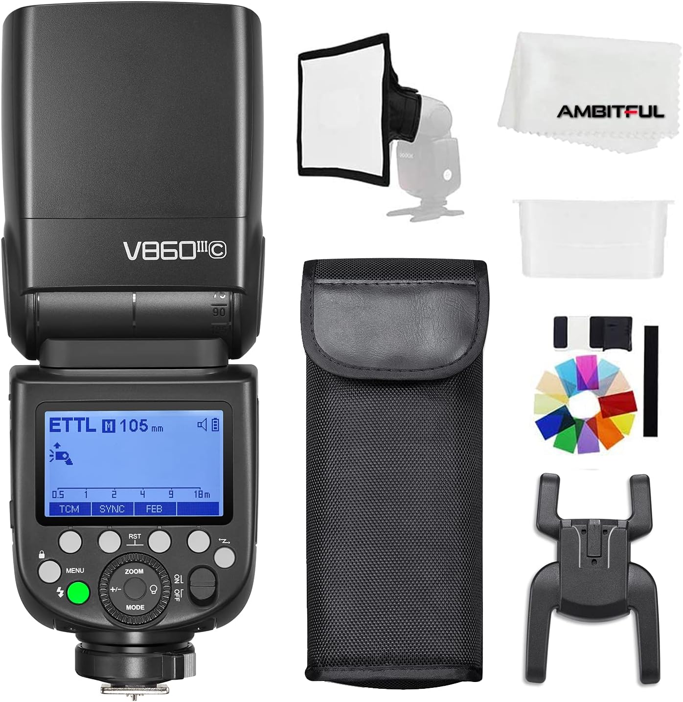 Godox V860III-C TTL 2.4G GN60 HSS Camera Flash with 10-Speed Adjustable Modeling Light, One-Key Switch TTL+2600 mA