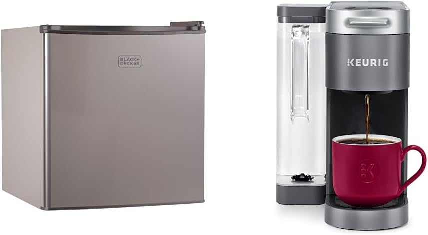 BLACK+DECKER BCRK17V Compact Refrigerator Energy Star Single Door Mini Fridge with Freezer & Keurig® K-Supreme Single Serve K-Cup Pod Coffee Maker