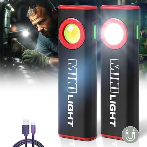 lexall LED Work Light, 1600 Lumens Mini Magnetic Flat EDC Flashlight with Clip