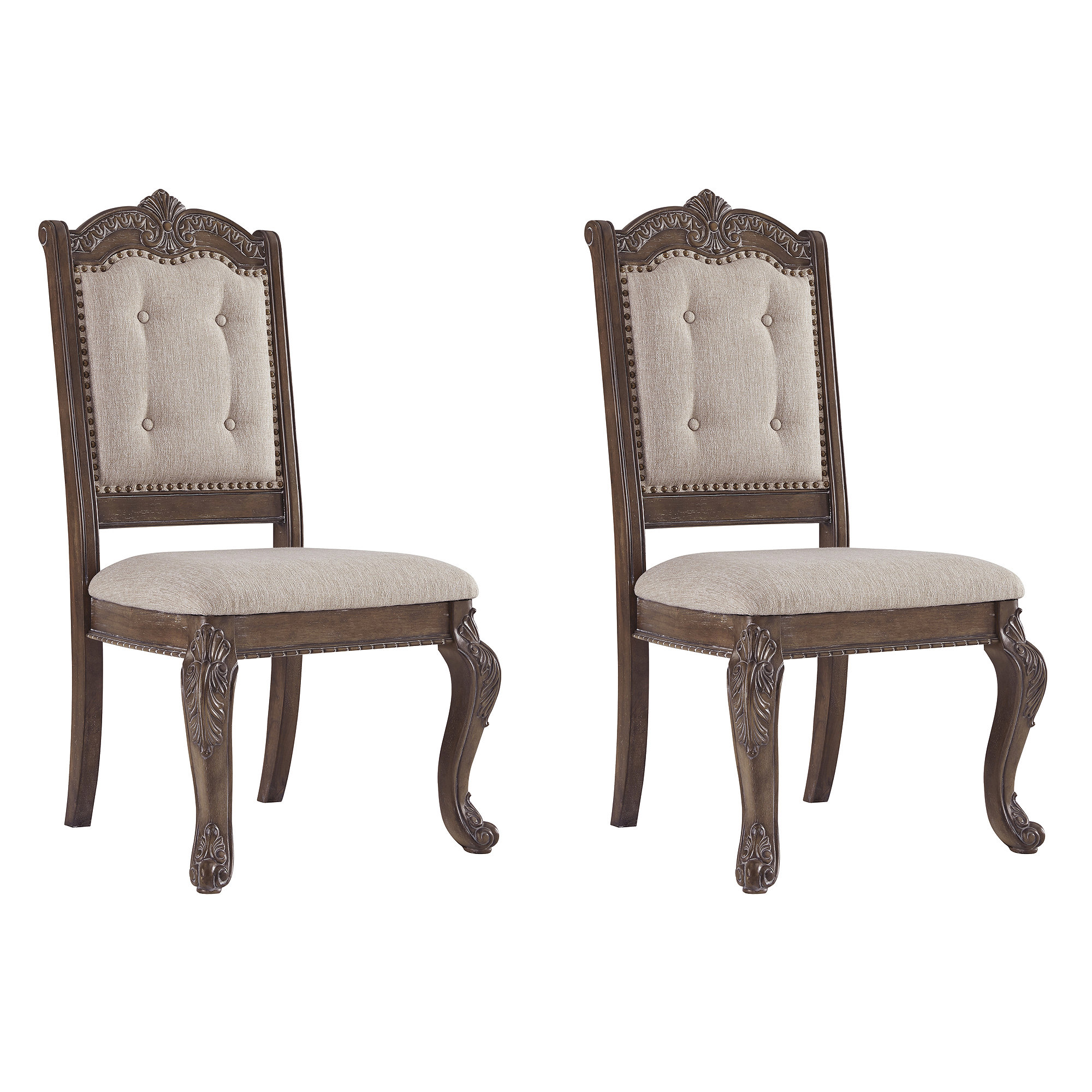 Signature Design by Ashley Charmond Antique Upholstered Dining Chair, Set of 2, Brown