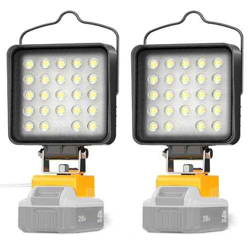 2 Pcs Cordless LED Work Light for Dewalt 20v Max Battery, 90W 9600LM Battery Light for Dewalt 20v Tools