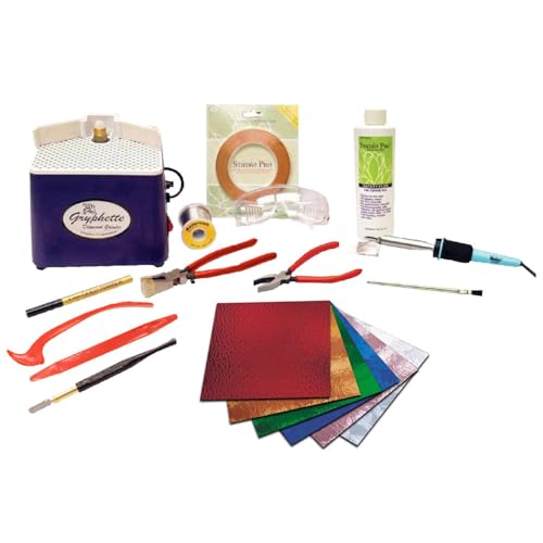 Stained Glass Start-Up Kit by Delphi Glass | Includes Colorful Stained Glass, Glass Grinder,Tools and Supplies