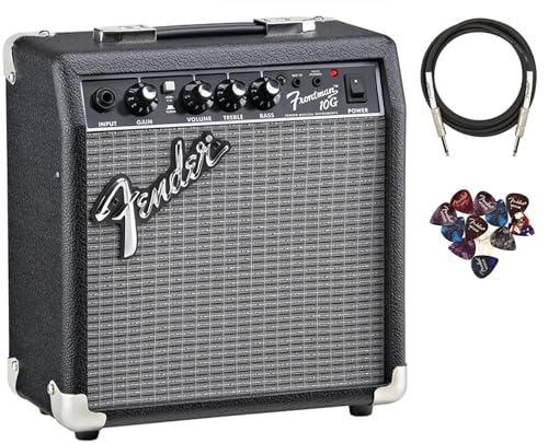 Fender Frontman 10G Guitar Combo Amplifier - Black Bundle with Cable and Austin Bazaar Exclusive 12-Pack Picks