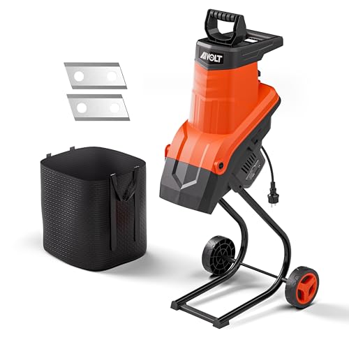AIVOLT Wood Chipper Shredder 1800w Electric Leaf Mulcher Shredder with Collection Bag 1.8-inch Cutting Diameter 15-Amp for Mulching