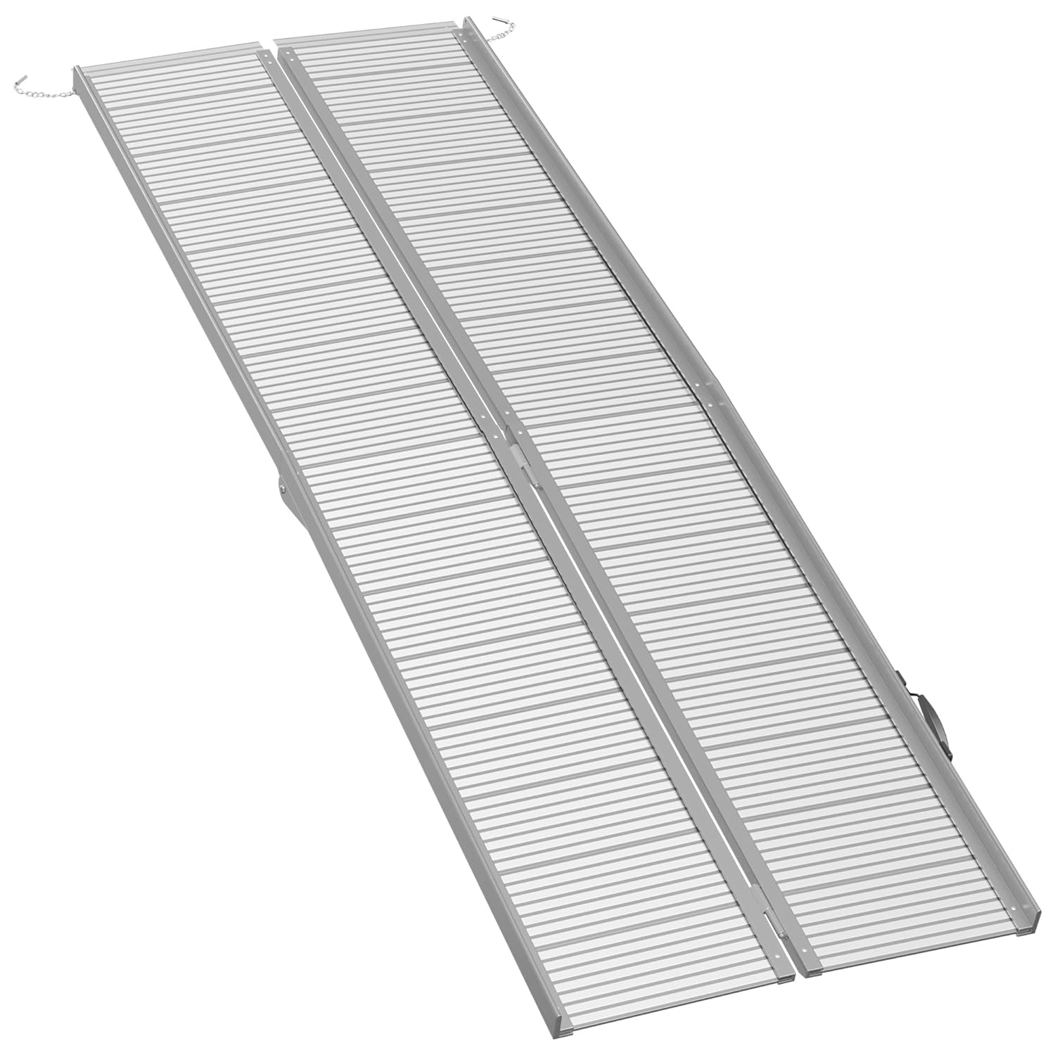 Wheelchair Ramp 8FT, Folding Aluminum Threshold Ramp with Non-Slip Surface, Transition Plates, 600lbs Weight Capacity, Handicap Ramp for Home
