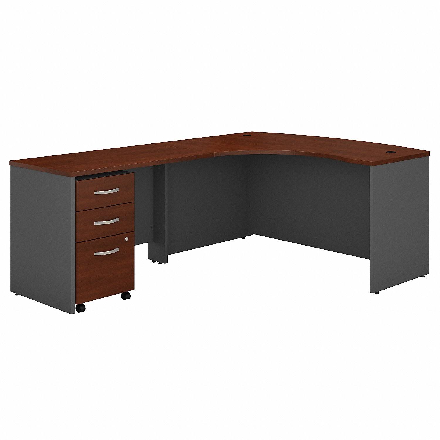 Bush Business Furniture SRC007HCLSU Series C Left Handed L-Shaped Desk with Mobile File Cabinet - Hansen Cherry