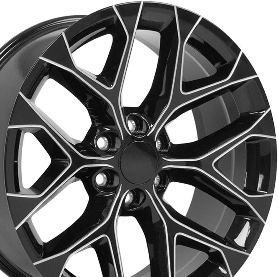 OE Wheels LLC 22 inch Rim Fits 6x139.7 Silverado Suburban Tahoe Sierra Yukon Escalade CV98B 22x9 Black with Milled Edge Wheels Hollander: 5668