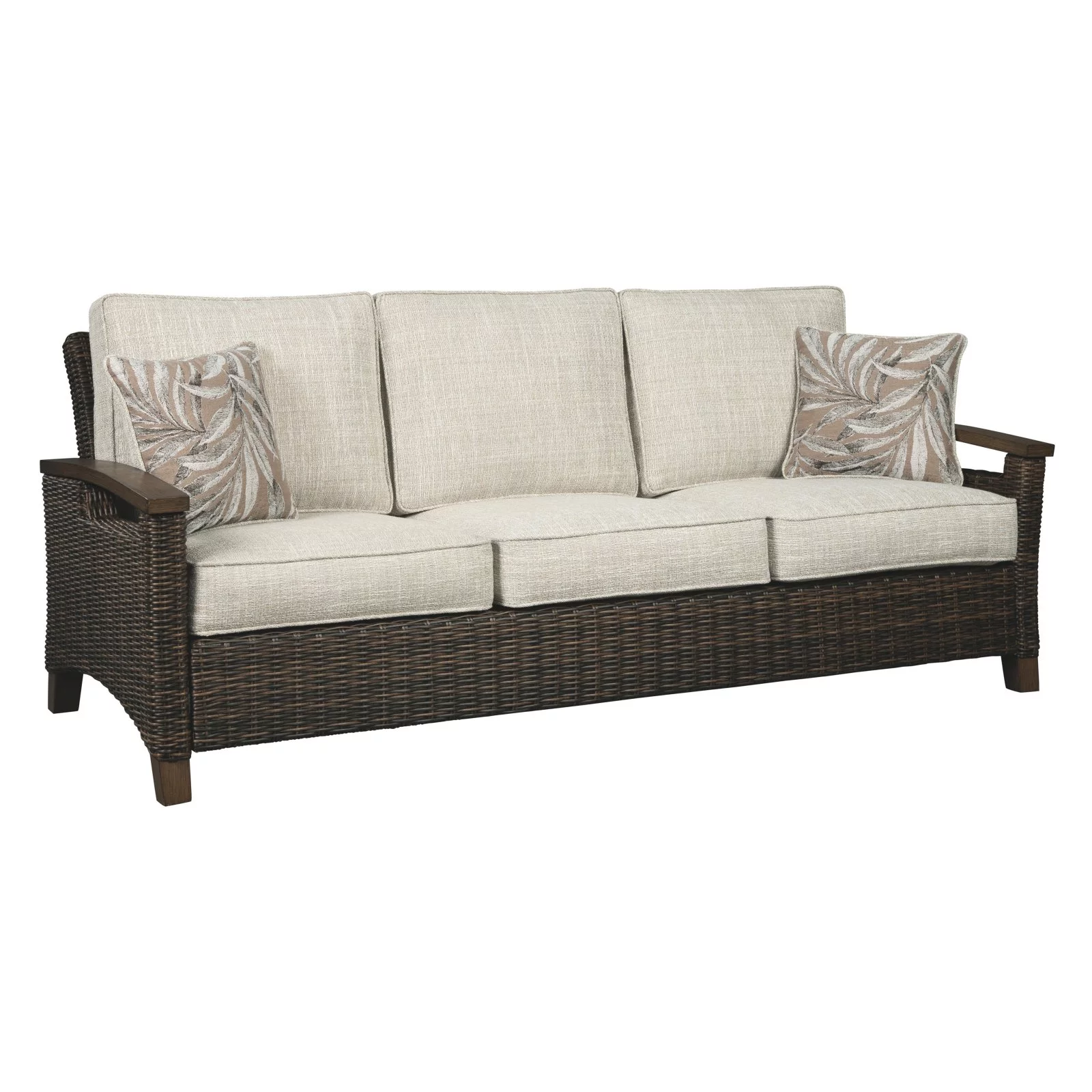 Ashley Furniture Paradise Trail Patio Sofa in Medium Brown