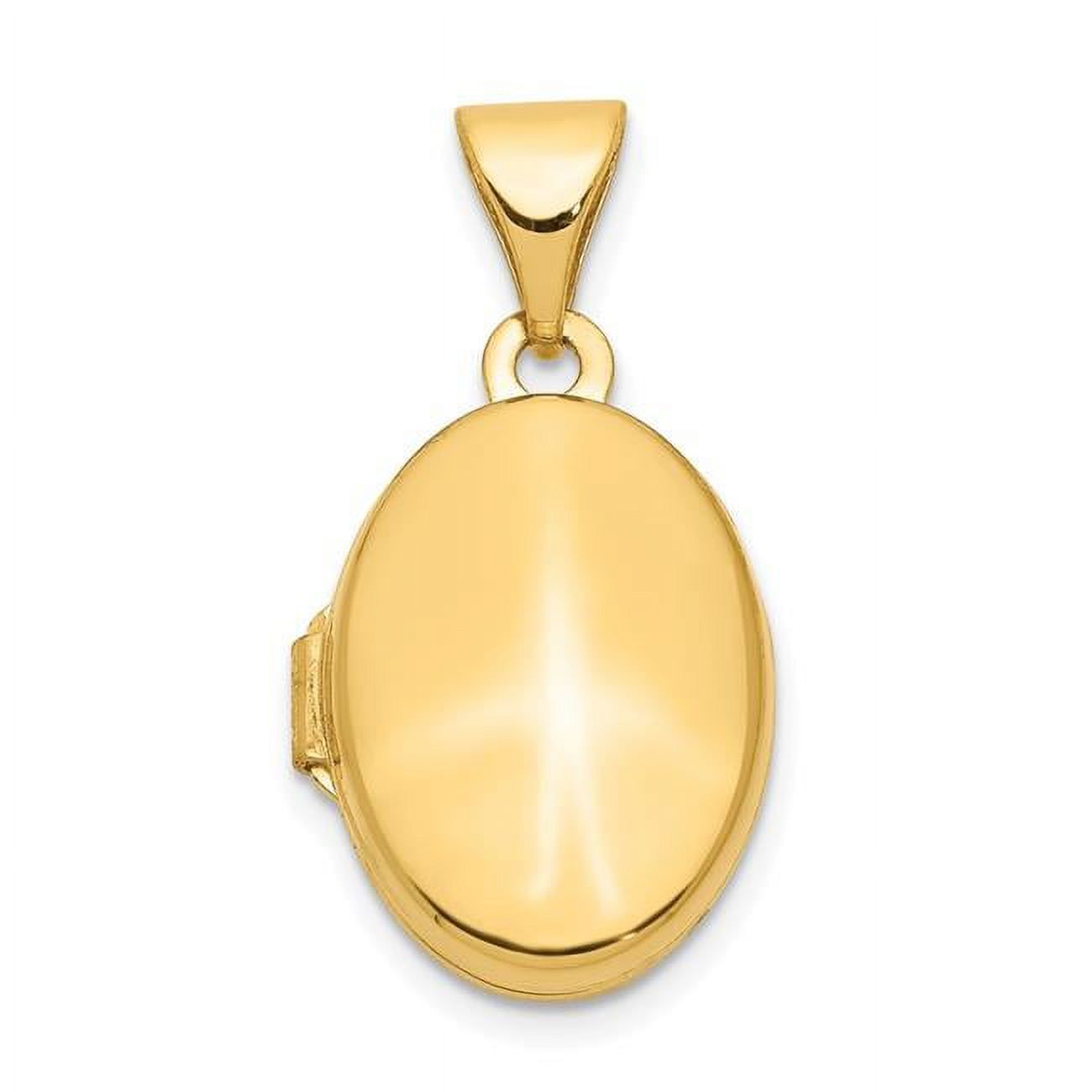 Finest Gold 14K Yellow Gold Plain Polished Oval Locket Pendant